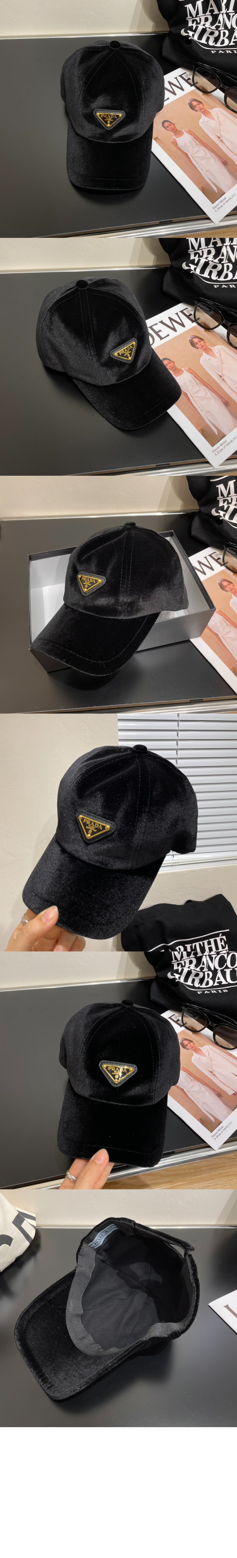 벨벳 베이스볼 캡 1HC336 > 프라다