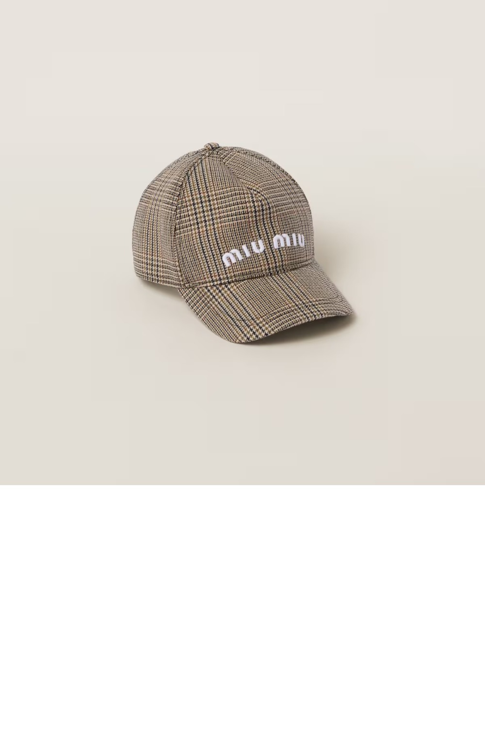 체크 울 베이스볼 캡 5HC179 > 미우미우