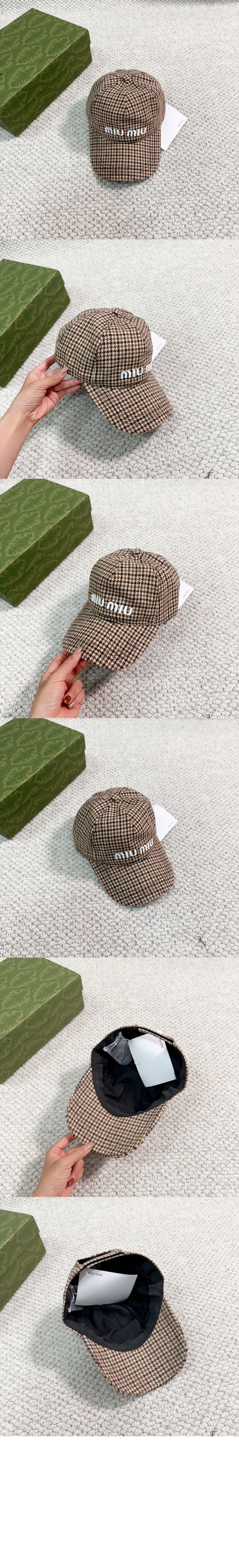 체크 울 베이스볼 캡 5HC179 > 미우미우