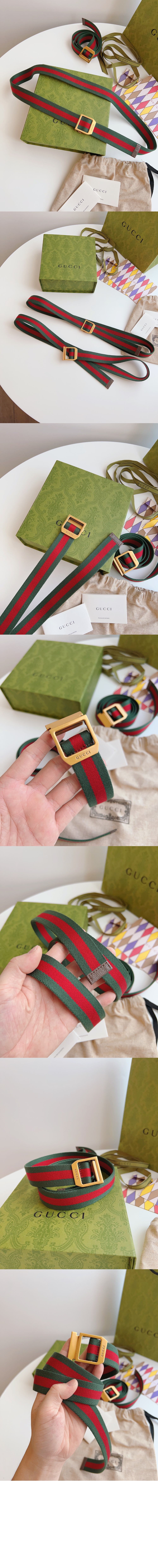 직사각형 버클 웹 벨트 700339 > 구찌