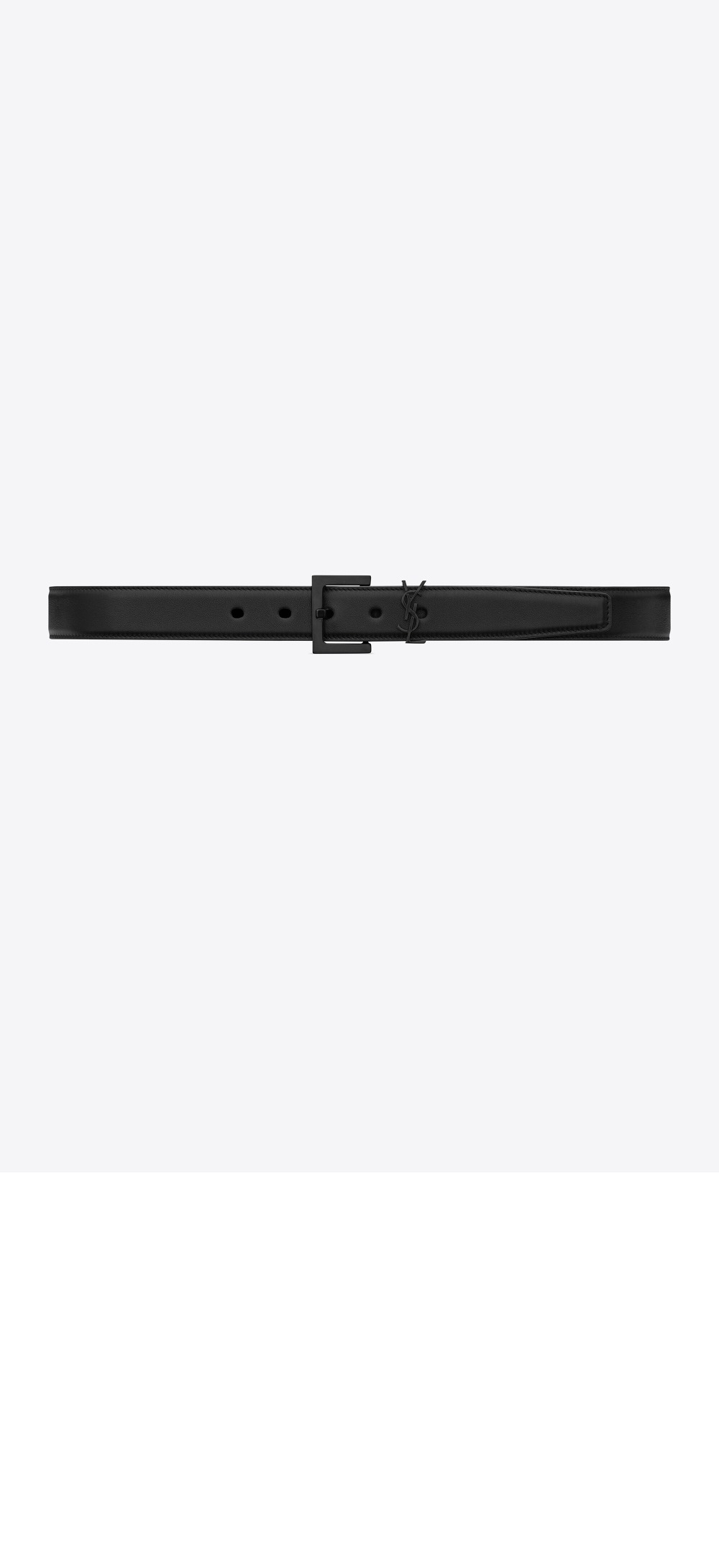 스퀘어 버클을 장식한 유광 박스 생 로랑 가죽 소재의  벨트 634437 > 생로랑