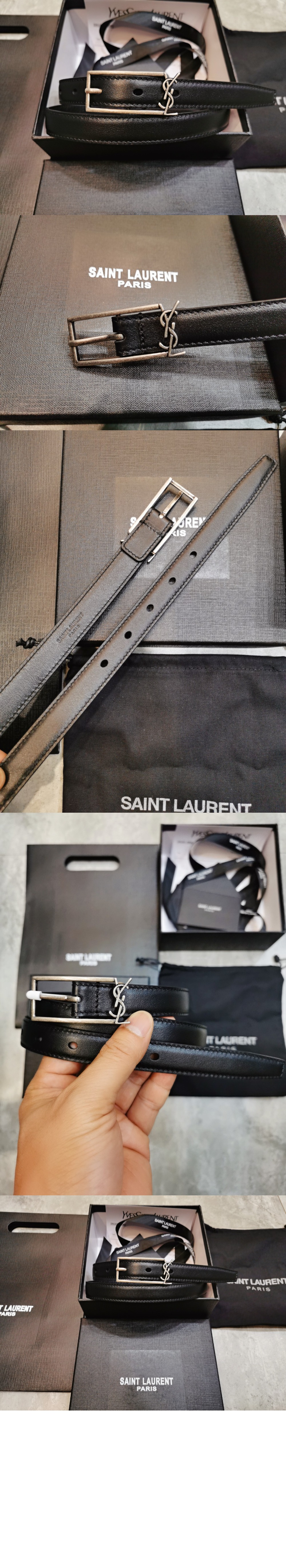 부드러운 가죽 소재의 뉴  버클 벨트 7117902 > 생로랑