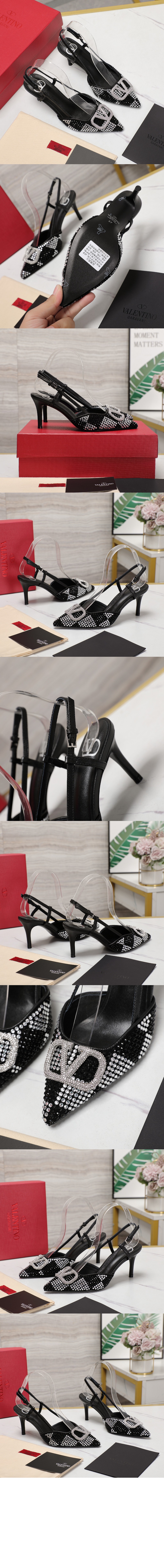 로고 크리스탈 임베리쉬드 레더 슬링백 펌프스 3W0S0R > Vlogo - 브이로고