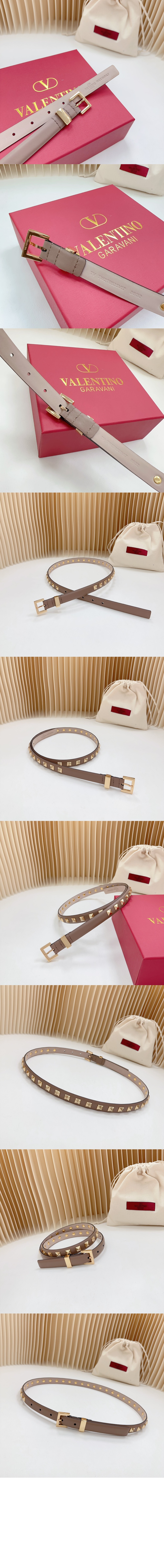 락스터드 유광 가죽 벨트 > 발렌티노