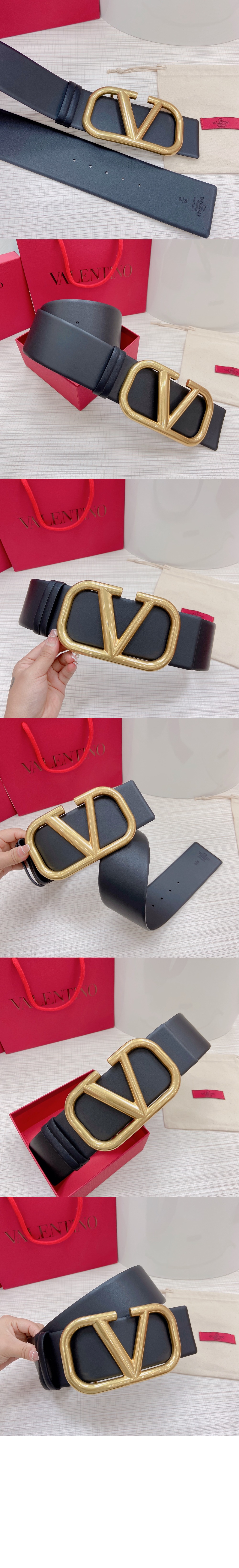 유광 송아지 가죽 브이로고 시그니처 리버시블 벨트 > 발렌티노