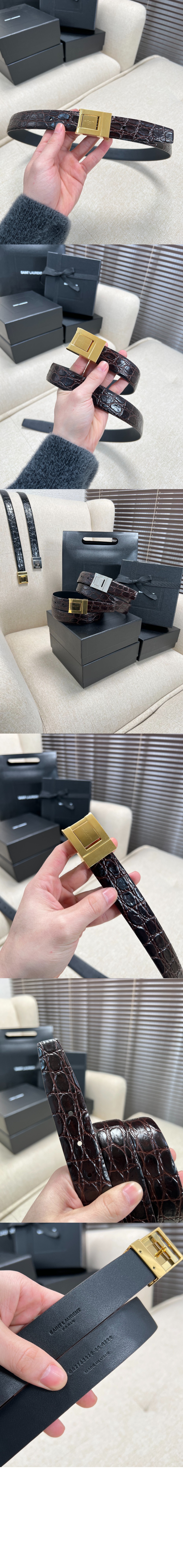 크로커다일 엠보스드 가죽 소재의 벨트 7158711 > 생로랑