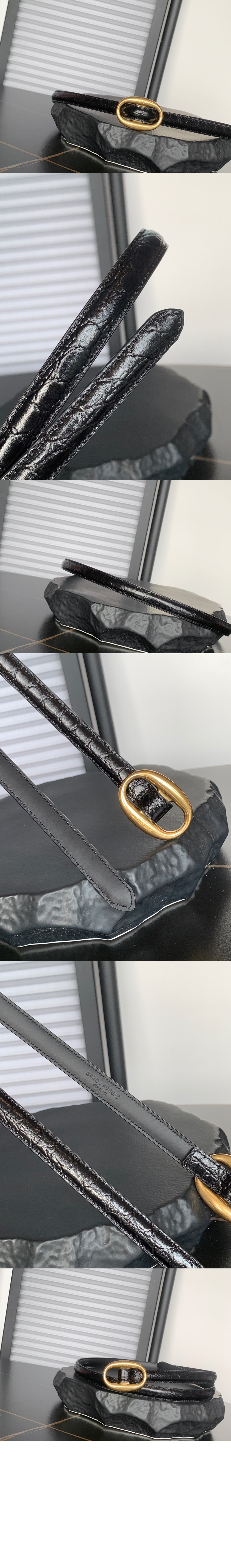 크로커다일 오벌 버클 슬림 벨트 756959 > 생로랑