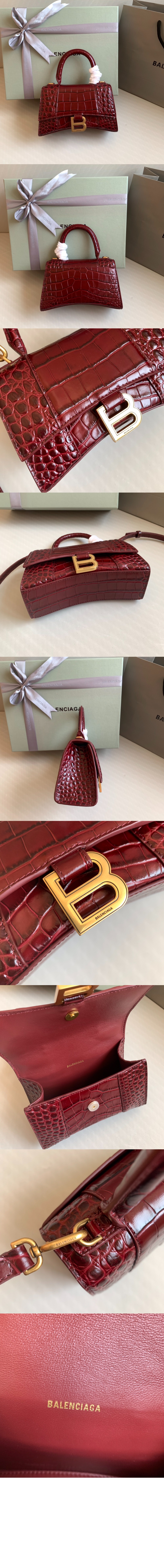 아워글래스 XS 크로커다일 엠보싱 핸드백 592833 > Hourglass - 아워글래스