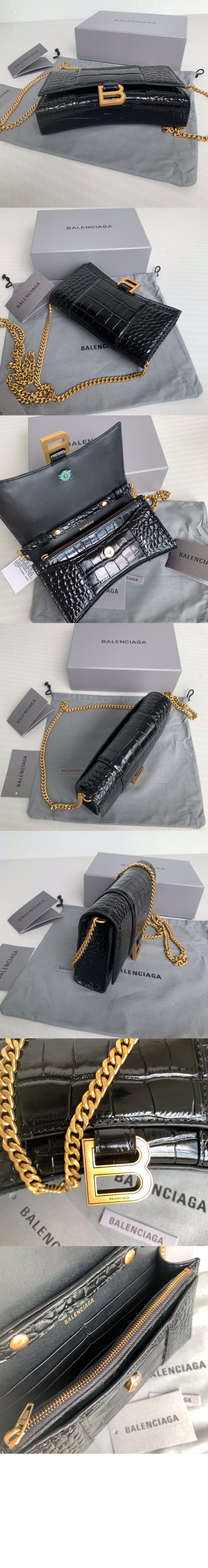 아워글래스 크로커다일 엠보싱 월렛 온 체인 656050 > Hourglass - 아워글래스