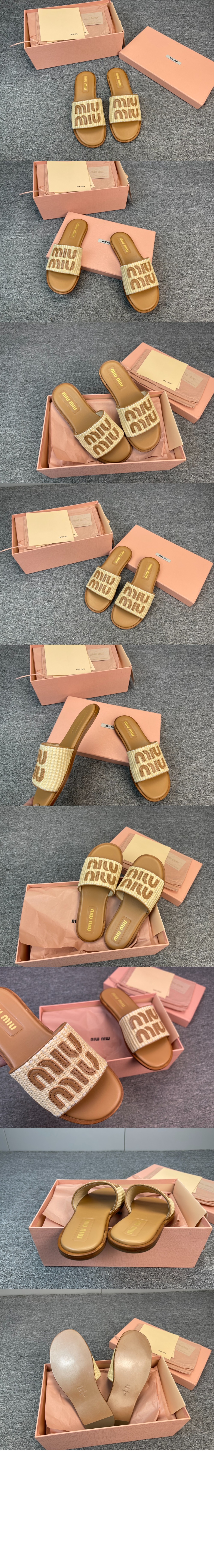 라피아 효과 우븐 패브릭 슬라이드 5XX644 > Sandal Slippers - 샌들 슬리퍼