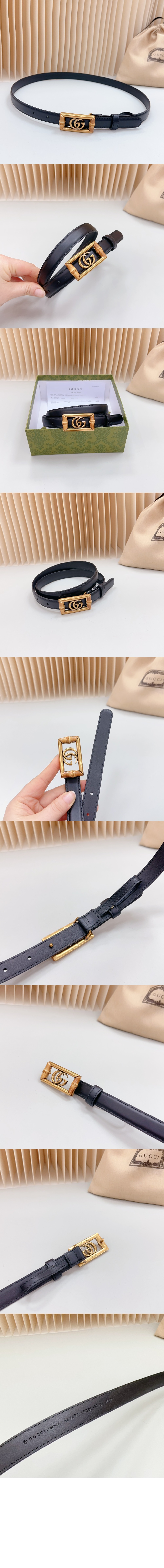 더블 G 밤부 레더 벨트 768464 > 구찌