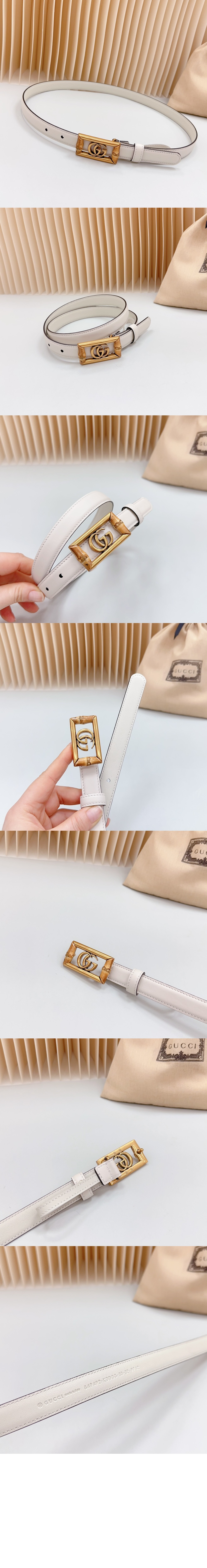 더블 G 밤부 레더 벨트 768464 > 구찌