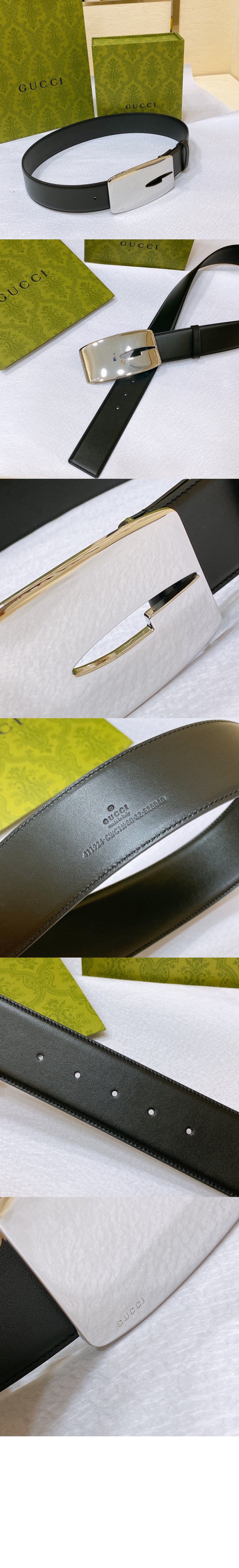 와이드 버전 매끄러운 버클 벨트 740372 > 구찌