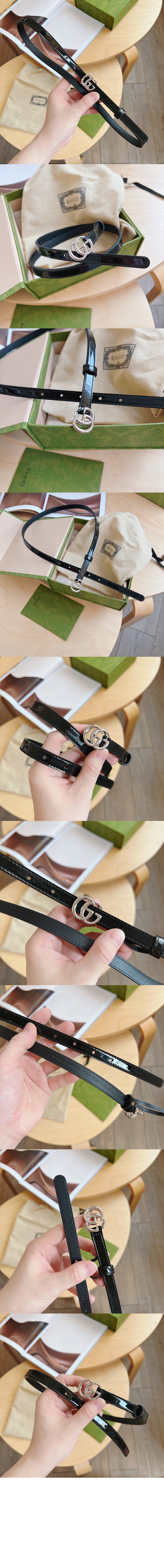 씬 페이턴트 더블 G 벨트 707327 > 구찌