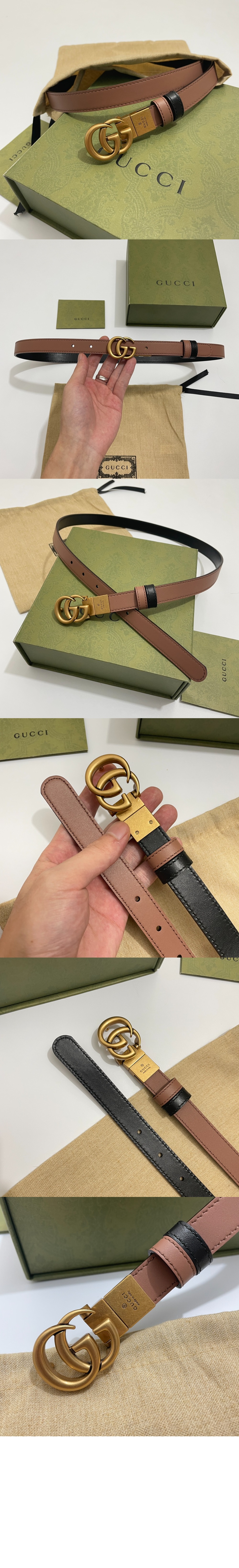 GG 마몽 리버서블 씬 벨트 659418 > 구찌