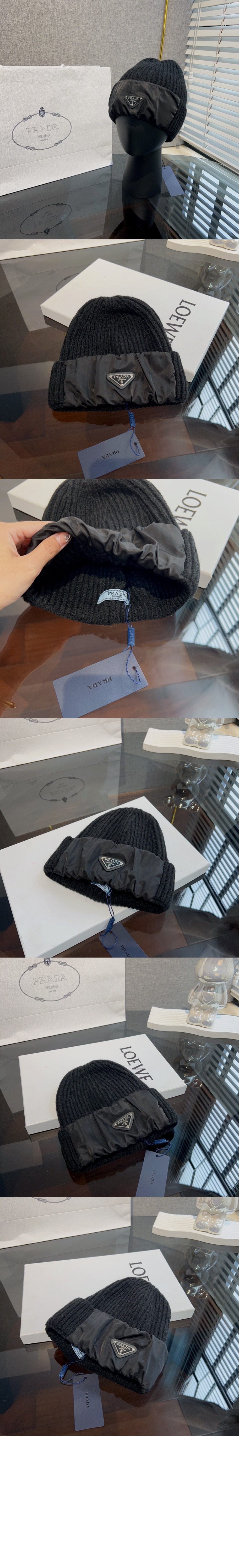 리나일론 개버딘 및 울 비니 UMD446 > 프라다