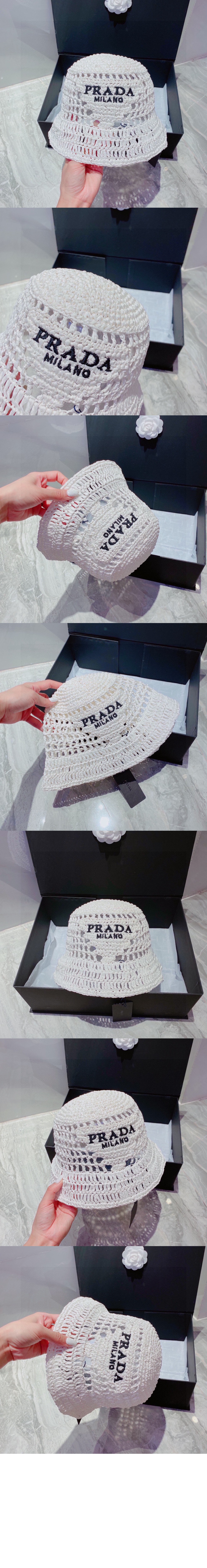 우븐 패브릭 버킷햇 1HC137 > 프라다