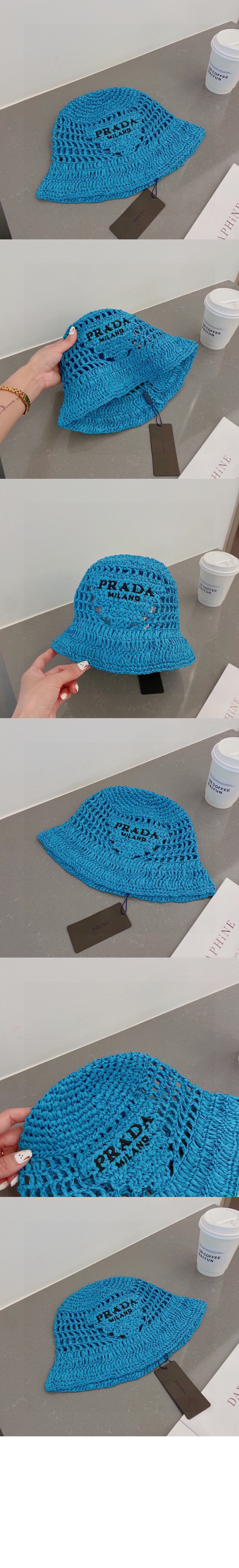 우븐 패브릭 버킷햇 1HC137 > 프라다