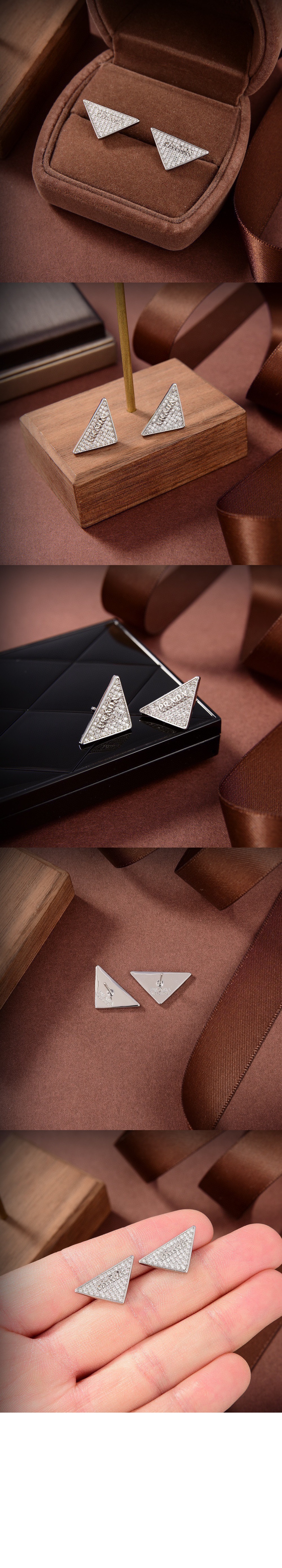 크리스털 로고 보석 지르콘 귀걸이 1JO768 > 프라다