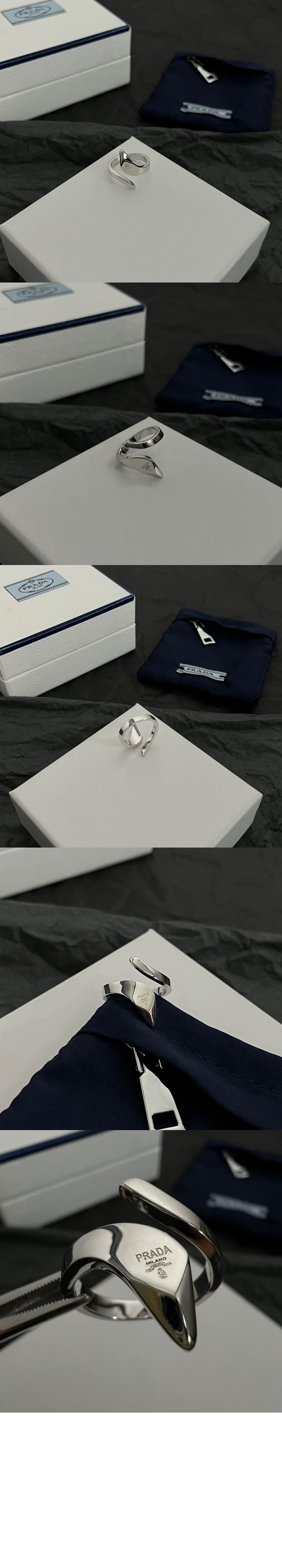 8k 화이트 골드 스네이크 반지 1JA136 > 프라다