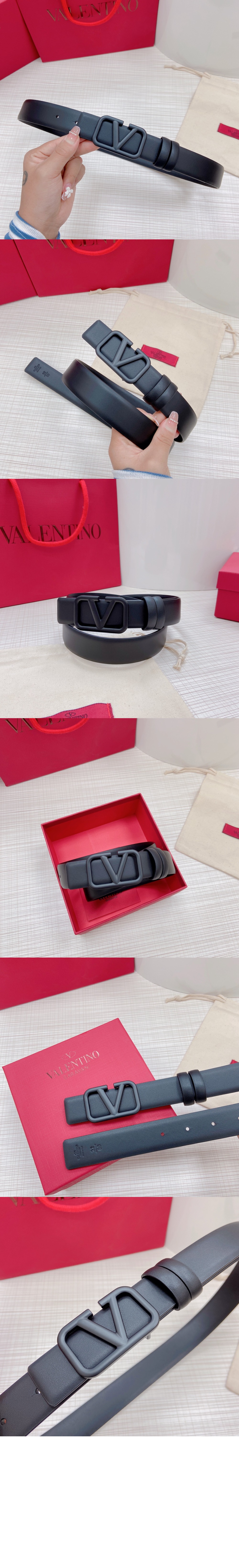 브이로고 시그니처 유광 송아지 가죽 벨트 > 발렌티노