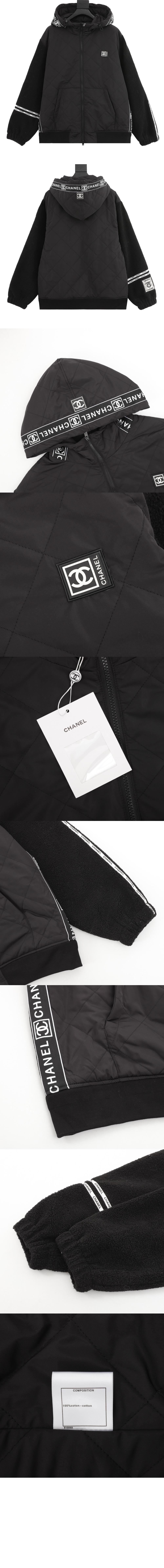 로고 쇼트 코트 > 샤넬