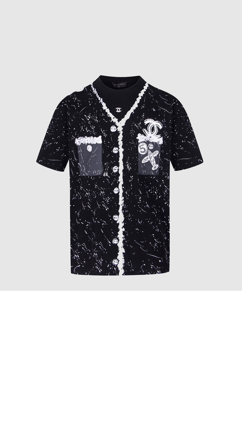 로고 쇼트 코트 > 샤넬