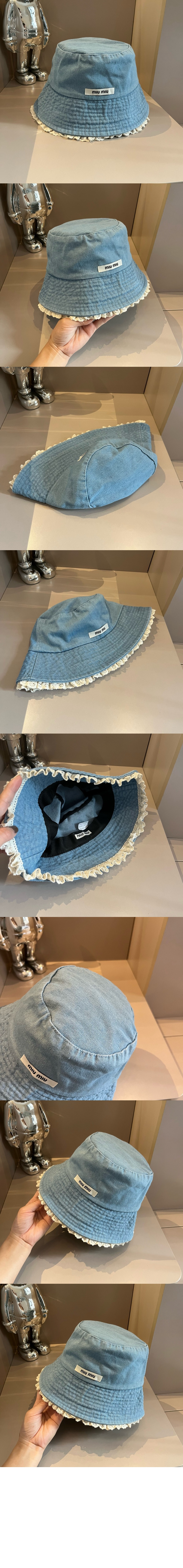 데님 로고 버킷햇 5HC154 > 미우미우
