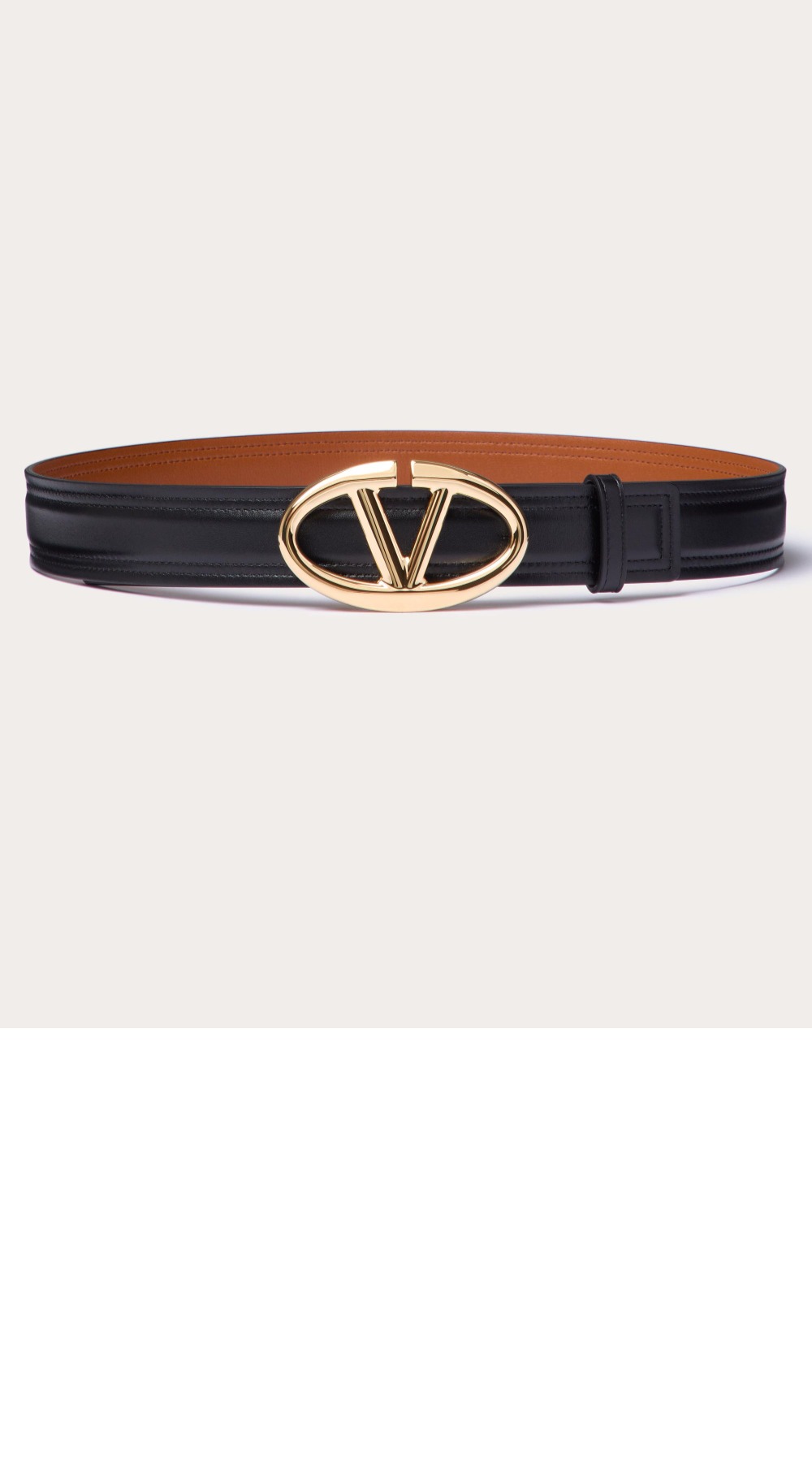 브이로고 볼드 에디션 유광 송아지 가죽 벨트 > 발렌티노