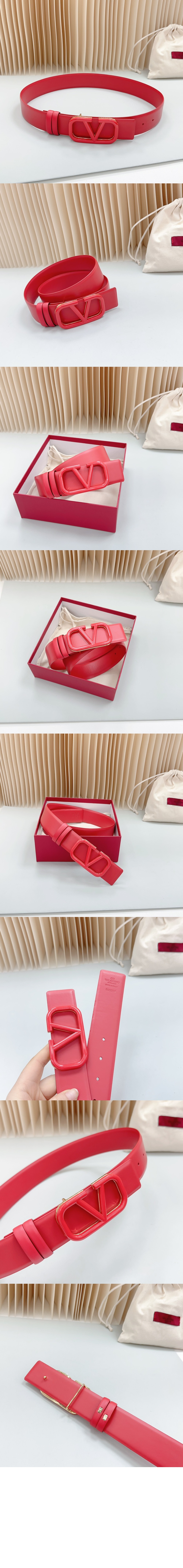 브이로고 로고가 있는 가죽 벨트 > 발렌티노