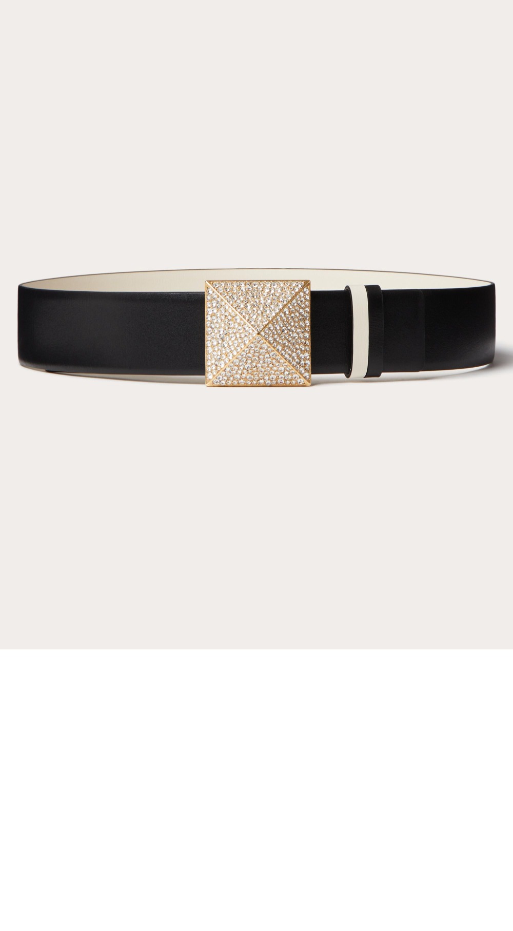 원 스터드 리버시블 유광 송아지 가죽 벨트 > 발렌티노