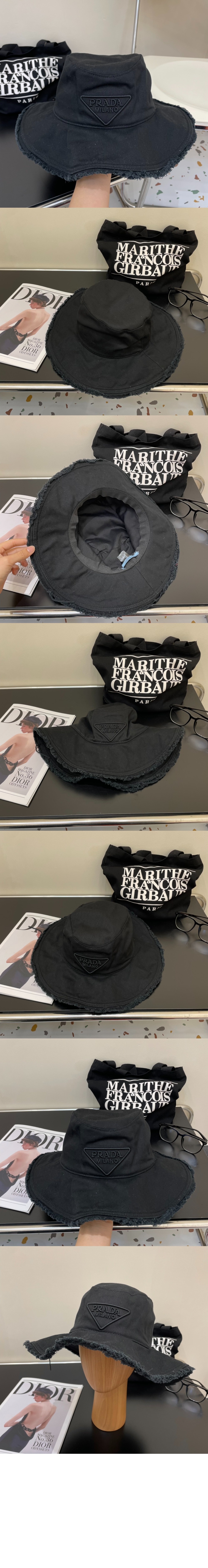 왕 챙 자수 선캡 UBD435 > 프라다