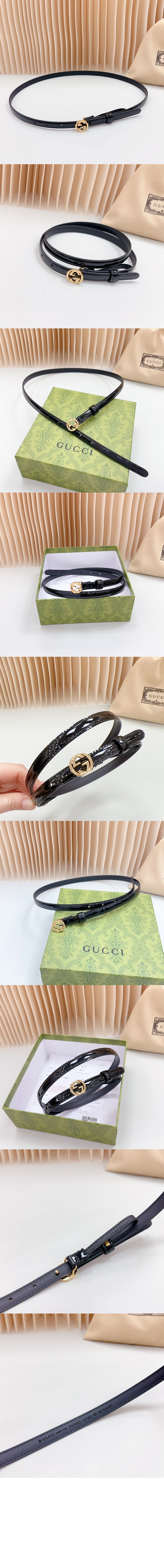 씬 페이턴트 더블 G 벨트 772119 > 구찌