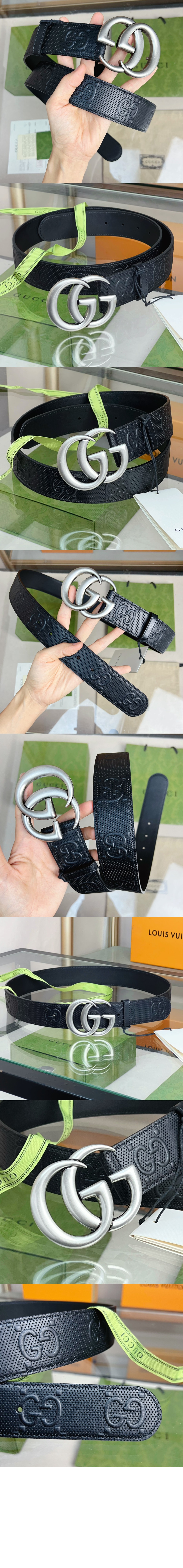 GG 마몽 엠보스 레더 벨트 406831 > 구찌