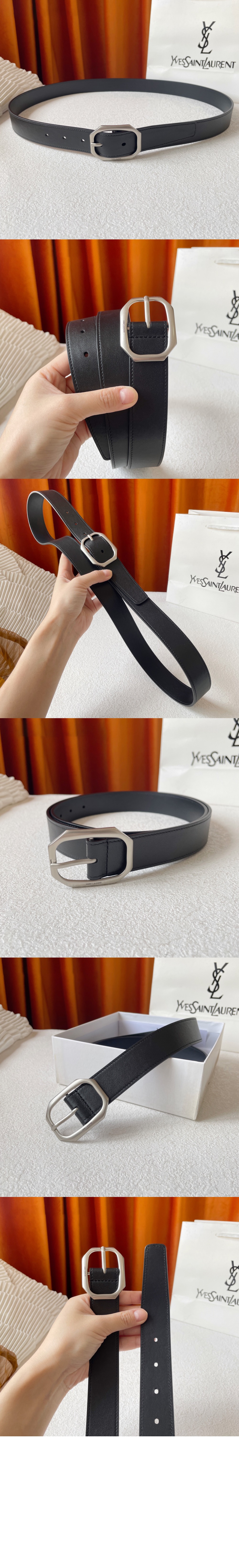 가죽 팔각 벨트 669889 > 생로랑