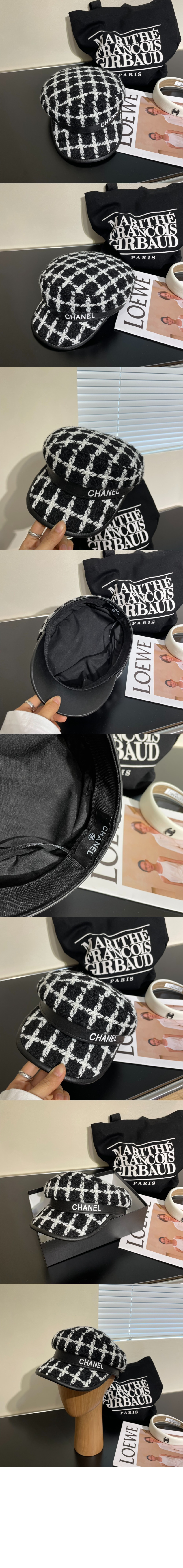 울 트위드 팔각모자 AA8911 > 샤넬