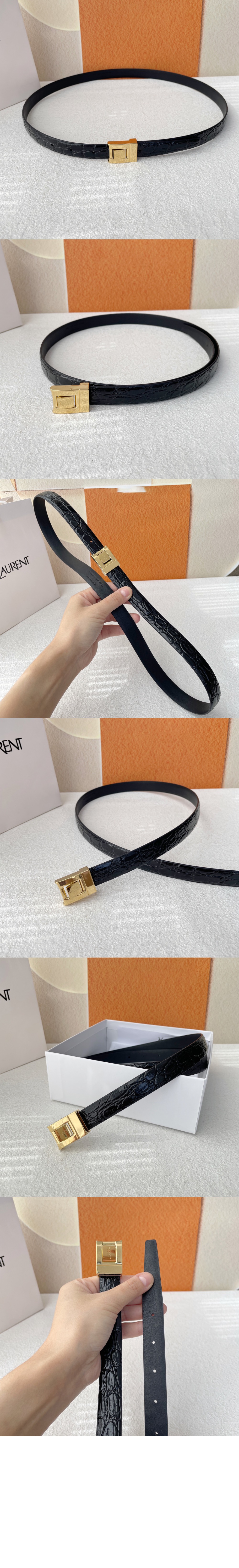 악어 엠보 가죽 버클 협벨트 715871 > 생로랑