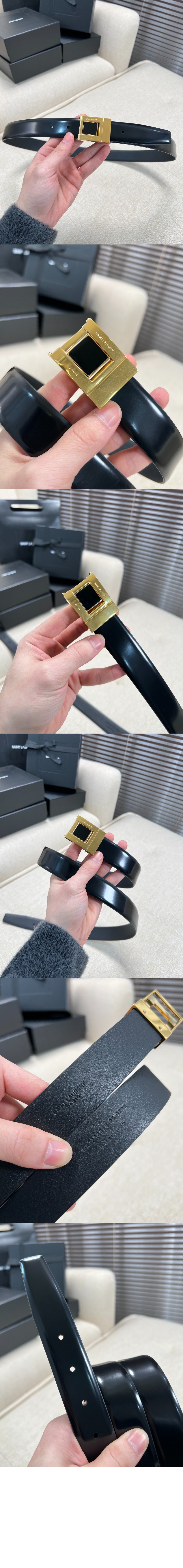 가죽 버클 벨트 763579 > 생로랑