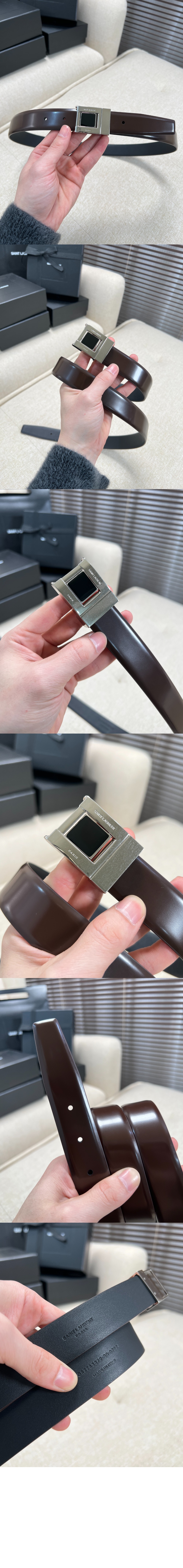 가죽 버클 벨트 763579 > 생로랑