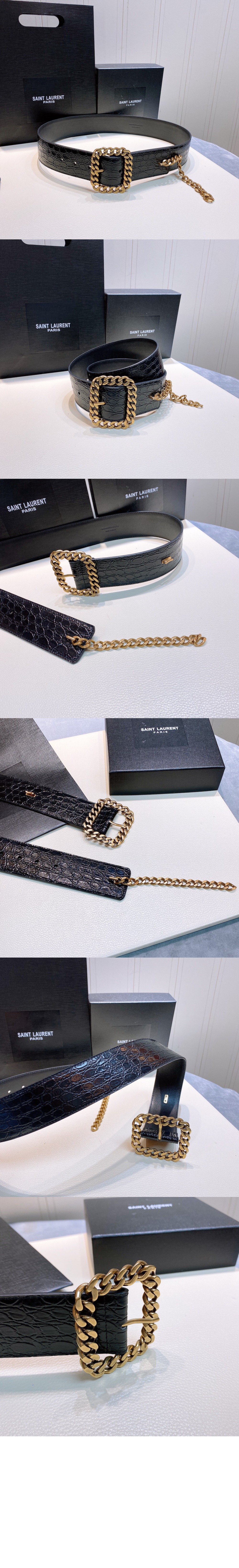 사각 체인 버클 벨트 640575 > 생로랑