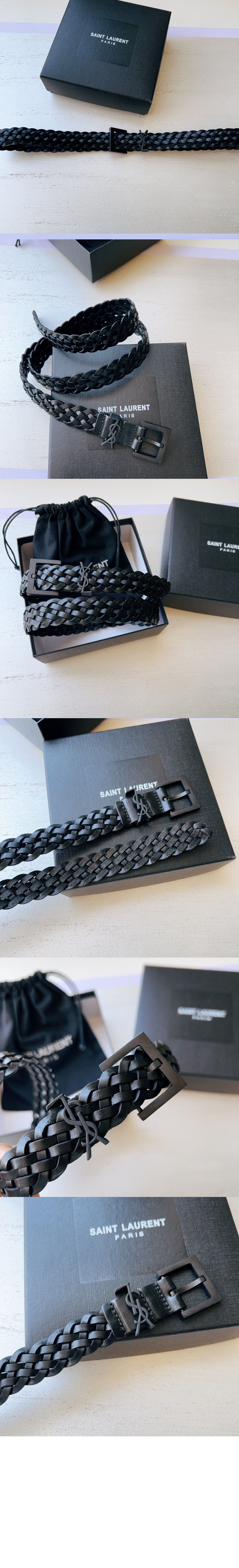 우븐 베지터블 태닝 가죽 소재의 CASSANDRE 벨트 777315 > 생로랑