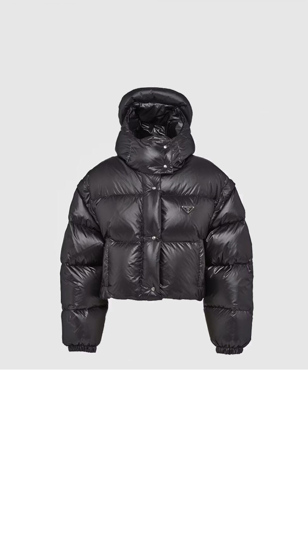 로고 쇼트 패딩 > 프라다