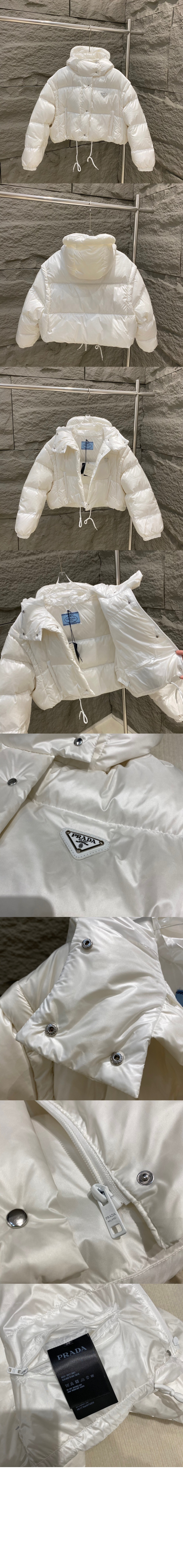 로고 쇼트 패딩 > 프라다