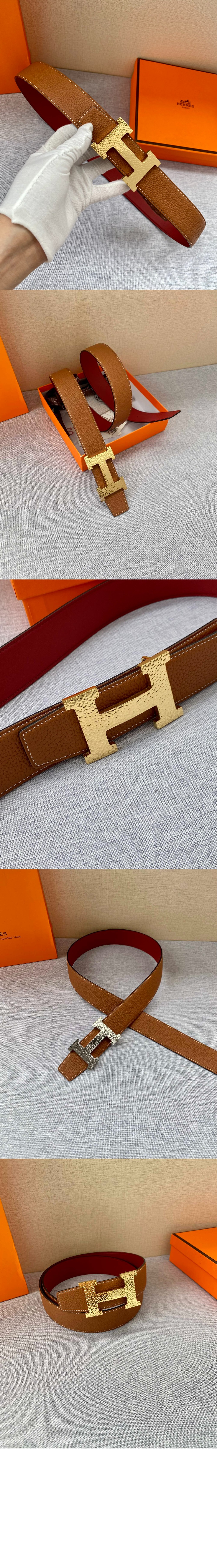 H Martelee 버클 & 양면 가죽 벨트 > 에르메스