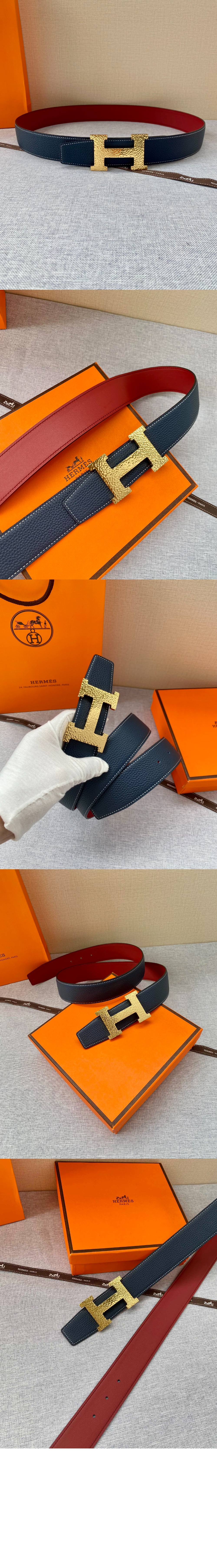 H Martelee 버클 & 양면 가죽 벨트 > 에르메스