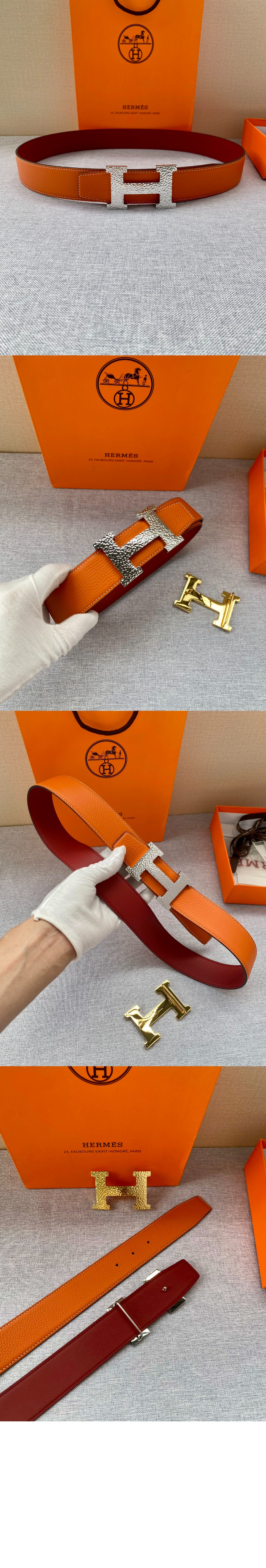 H Martelee 버클 & 양면 가죽 벨트 > 에르메스