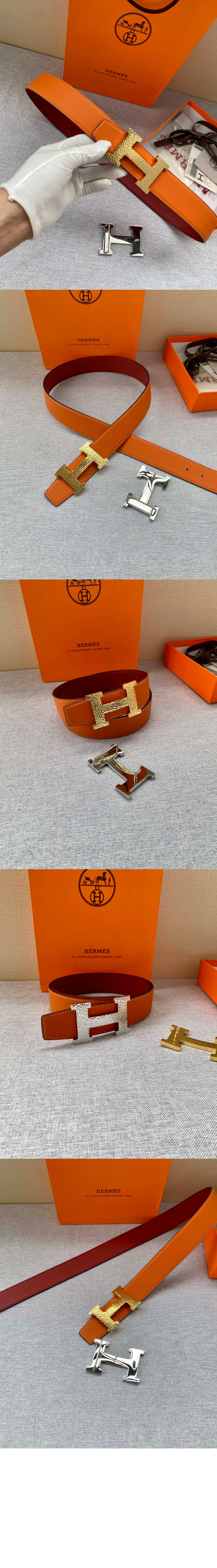 H Martelee 버클 & 양면 가죽 벨트 > 에르메스