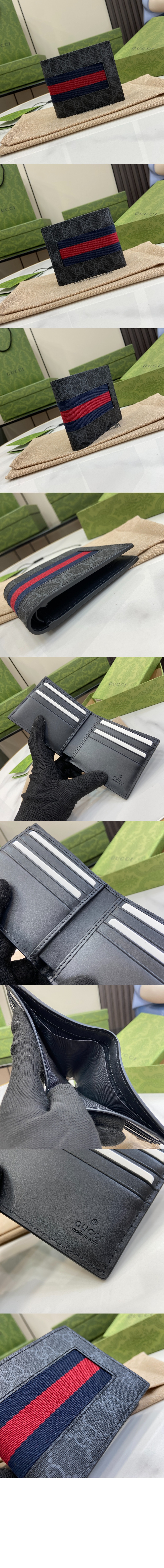 구찌 GG 슈프림 웹 지갑 블랙 그레이 408827 > Ophidia - 오피디아