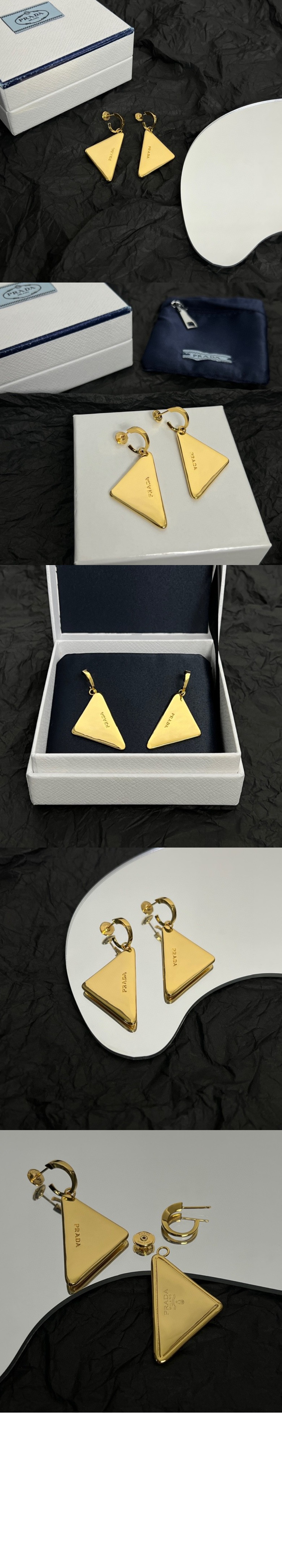 이터널 골드 중형 드롭 귀걸이 1JO938 > 프라다