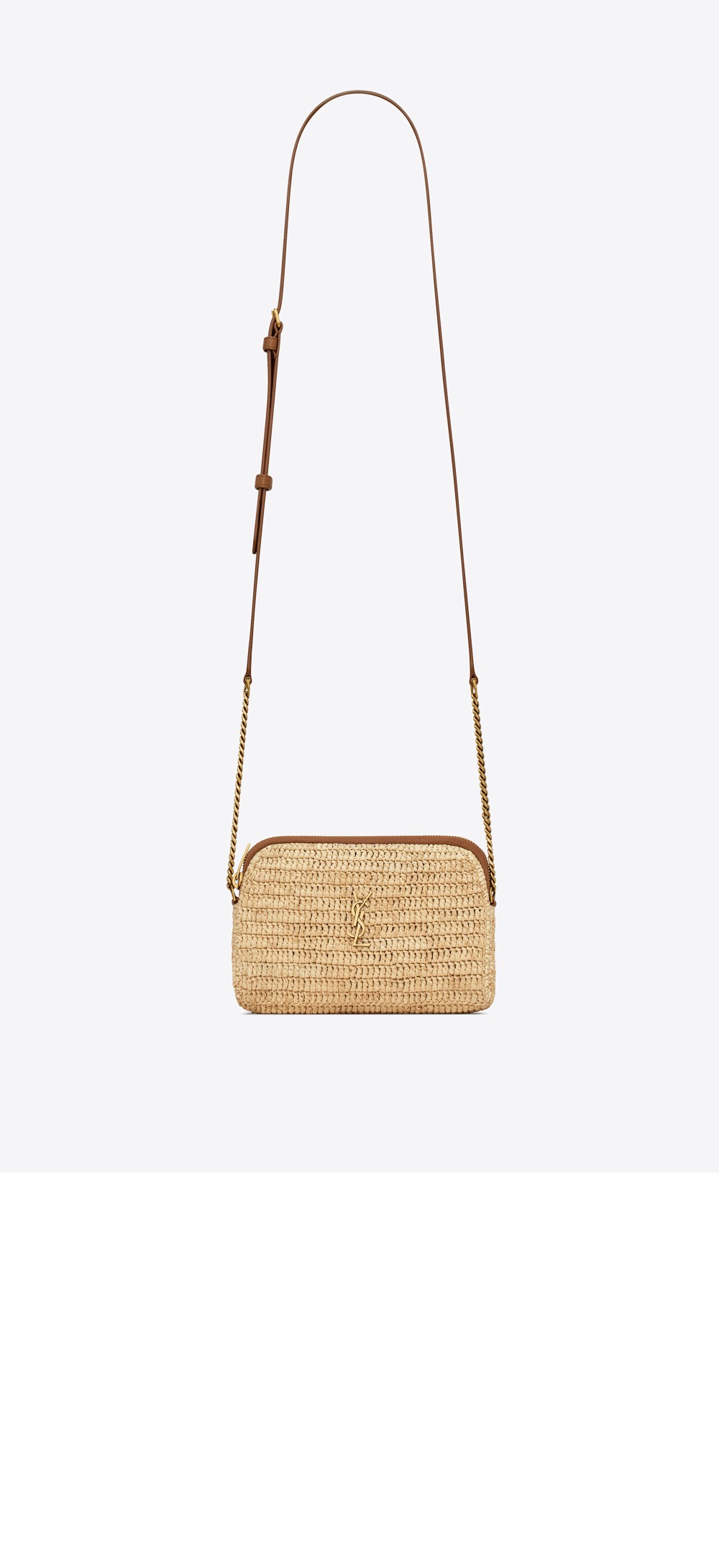 라피아 및 베지터블 태닝 가죽 소재의 GABY 지퍼 파우치 774293 > Gaby - 가비